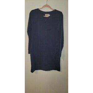 Pact Women’s Downtime Long Sleeve Organic Cotton Sweater Dress Blue Size L
